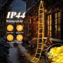 Salcar 3 m LED Leiter Lichterkette Außen, Warmweiß Weihnachtsbeleuchtung mit 8 Modi, Timer & Speicher, Wasserdicht Deko für Garten, Balkon, Tür & Treppe Salcar