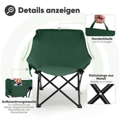 Sunula Campingstuhl Faltbar Ultraleicht, 1/2 Stück, Tragbar mit Tragetasche und Seitentaschen, 100 kg Belastbar, Rutschfeste Füße, Mondstuhl Design, Für Camping, Angeln, Picknick, Garten, Strand, 600D Oxford-Stoff Sekey