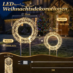 Salcar LED Lichterkranz 3D Metall – Weihnachtskranz mit warmweißen LEDs, Timer und 8 Lichtmodi