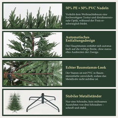 Salcar 180/210cmKünstlicher Weihnachtsbaum, Edeltanne, mit 1204/1609 PE-Zweigen und 398/658 PVC-Zweigen Salcar