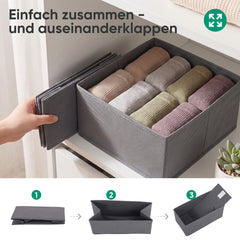 Sekey Schubladen-Organizer 12er Set – Faltbare Kleiderschrank Organizer aus Vliesstoff mit stabiler Bodenplatte, Aufbewahrungsboxen für Unterwäsche, Socken, Kleidung & Accessoires