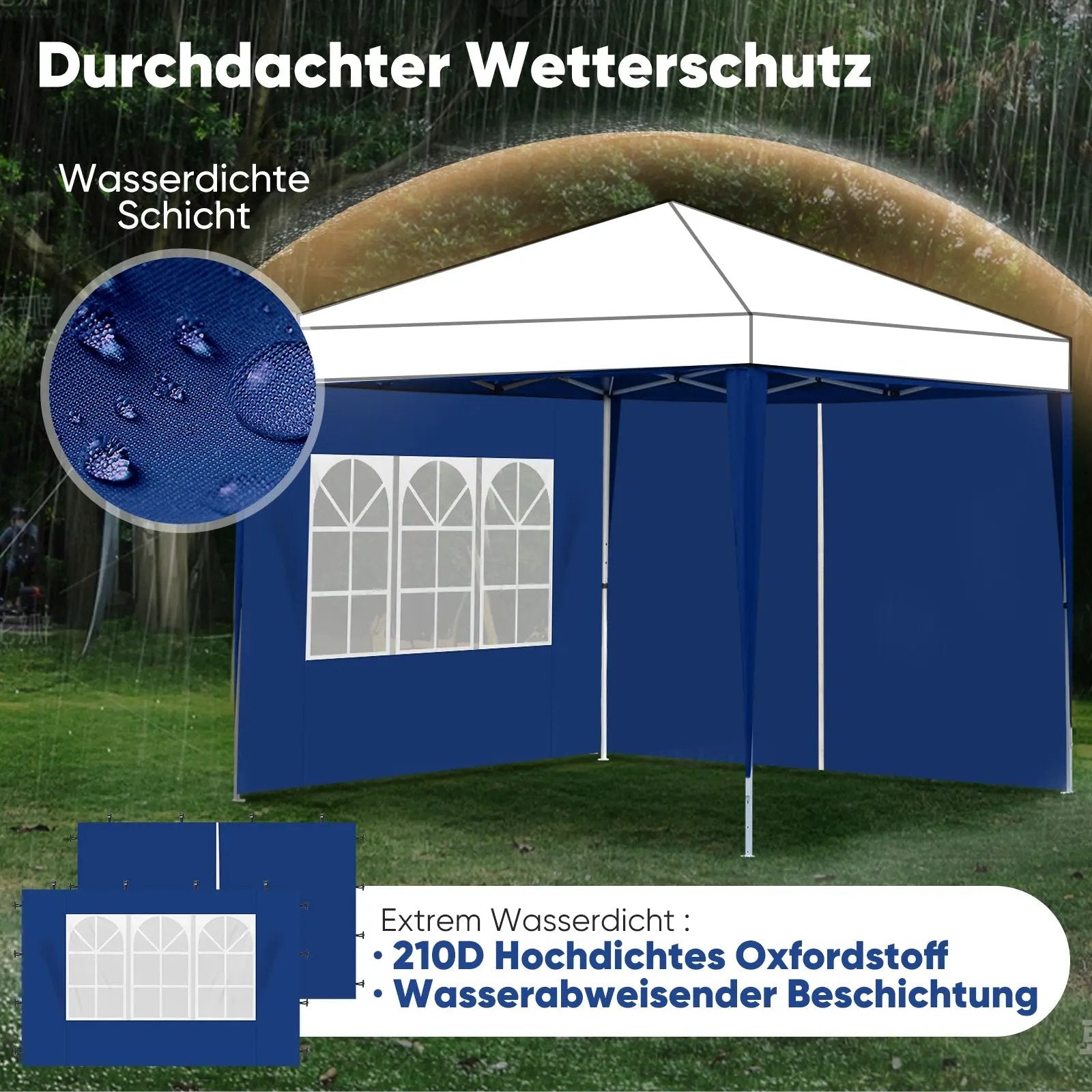 Sekey 3×3m Seitenwand für Pavillon, 2er Set, mit Reißverschlussv und Fenster Sekey