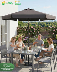 Sekey Sonnenschirm Ø200 cm rund mit Kurbel & Knickfunktion – Balkon Sonnenschirm UV50+, wetterfest & stabil für Terrasse, Garten & Camping