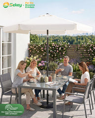 Sekey Sonnenschirm Ø200 cm rund mit Kurbel & Knickfunktion – Balkon Sonnenschirm UV50+, wetterfest & stabil für Terrasse, Garten & Camping