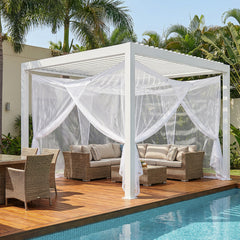 Sekey Moskitonetz Pavillon 3,5×2,5×2,5 m – Großes Fliegennetz für Pergola & Terrasse, Stabiler Mückenschutz Garten Outdoor mit Zubehör