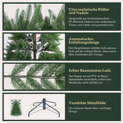Salcar Premium Künstlicher Weihnachtsbaum 150cm/180cm/210cm – Nordmanntanne aus 100 % PE, naturgrün, form- & farbstabil, geruchlos, nadelfrei Salcar