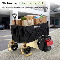 Sekey Bollerwagen Faltbar 120L – bis 100kg belastbar, Geländetauglicher Handwagen mit Bremse & verstellbarer Zugstange (83–103 cm), klappbar & kompakt für Camping, Einkauf & Transport, 4029 Pro, 4030