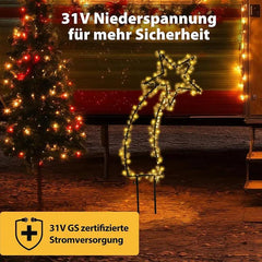 Salcar 1m LED Gartenstecker Sternschnuppe Lichterkette, 400 LEDs Salcar