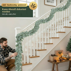 Salcar Premium Künstliche Weihnachtsgirlande, graugrün, naturgetreue Tannengirlande für Tür, Fenster & Balkon, Weihnachtsdeko für Innen und Außen (1,8 m / 3 m / 5 m)
