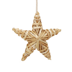 SALCAR Set of 6 Handmade Straw Stars – Natural Christmas Tree Decorations Made of Straw, Five-Pointed Stars for Christmas Tree &amp; Advent Decoration