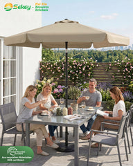 Sekey Sonnenschirm Ø200 cm rund mit Kurbel & Knickfunktion – Balkon Sonnenschirm UV50+, wetterfest & stabil für Terrasse, Garten & Camping