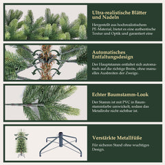 SALCAR Slim Artificial Christmas Tree 120/150/180/210 cm | Slim Nordmann Fir made of PE, Space-saving, Realistic, Reusable, With Metal Stand