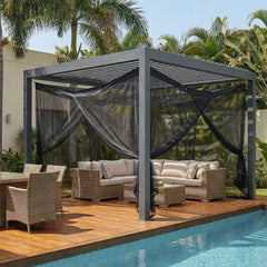 Sekey Moskitonetz Pavillon Schwarz 3,5×2,5×2,5 m – Großes Fliegennetz für Pergola & Terrasse, Robuster Mückenschutz Garten Outdoor mit Zubehör