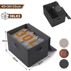 Sekey Aufbewahrungsboxen 3er Set mit Deckel | Stoffboxen 40 × 30 × 25 cm formstabil, faltbar & vielseitig einsetzbar