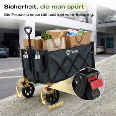 Sekey Bollerwagen Faltbar 120L – bis 100kg belastbar, Geländetauglicher Handwagen mit Bremse & verstellbarer Zugstange (83–103 cm), klappbar & kompakt für Camping, Einkauf & Transport, 4029 Pro, 4030
