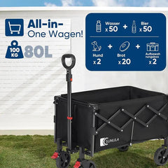 Sunula 80L / 100KG Faltbarer Bollerwagen, mit Bremsen, Halbiertem Eigengewicht Sekey