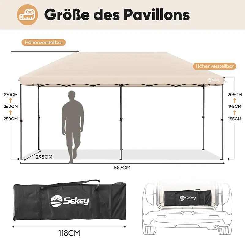 Sekey 300 x 600 cm Faltpavillon mit 6 Sandsack Sekey