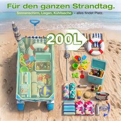 Sekey Bollerwagen faltbar mit Luftreifen 23×10 cm – Strand Bollerwagen klappbar bis 200 kg, 200L Transportwagen für Strand, Camping & Familie, 4032