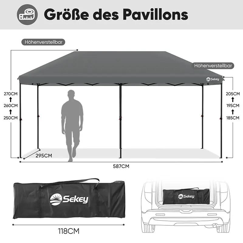 Sekey 300 x 600 cm Faltpavillon mit 6 Sandsack Sekey