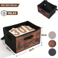 Sekey Aufbewahrungsboxen 3er Set mit Deckel | Stoffboxen 40 × 30 × 25 cm formstabil, faltbar & vielseitig einsetzbar