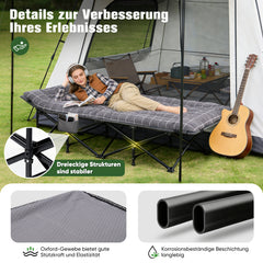 Sekey Feldbett Klappbar mit Matratze 190 × 71 cm – Campingbett bis 200 kg, Faltbett mit 7 cm Matratze, Tragbares Gästebett für Outdoor, Reisen & Zuhause