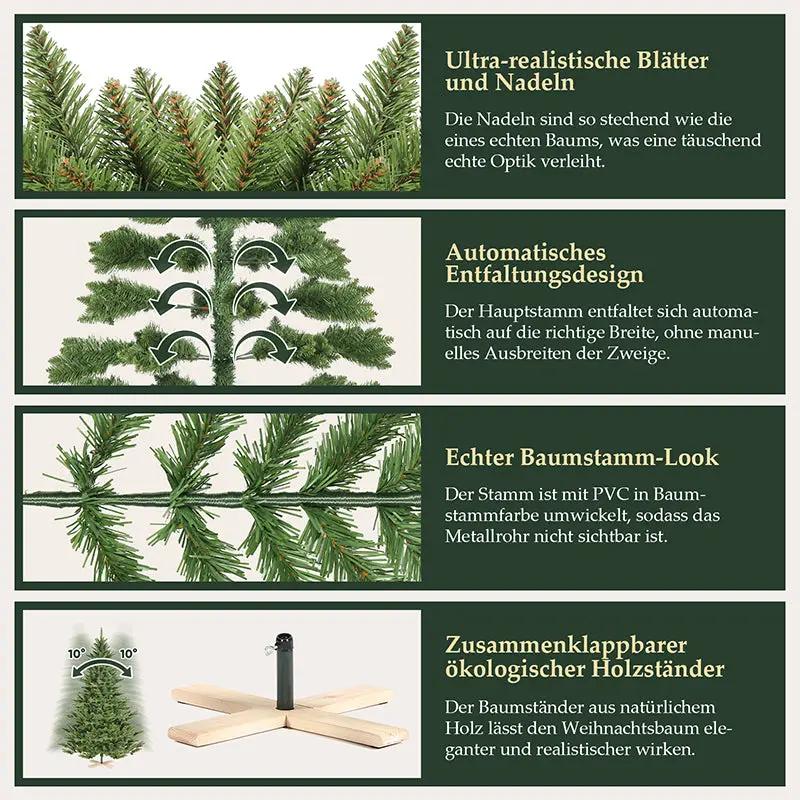Salcar 180/210cm Künstlicher Weihnachtsbaum, Nordmanntanne, mit 560/760 Zweigen Salcar