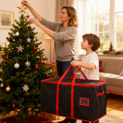 Salcar Schwarze Aufbewahrungsbox für 128 Weihnachtskugeln Faltbare Christbaumkugel-Box 64,8×32,3×34,2 cm mit 128 Fächern, Tragegriffen & Doppelreißverschluss