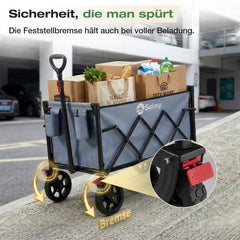 Sekey Bollerwagen Faltbar 120L – bis 100kg belastbar, Geländetauglicher Handwagen mit Bremse & verstellbarer Zugstange (83–103 cm), klappbar & kompakt für Camping, Einkauf & Transport, 4029 Pro, 4030