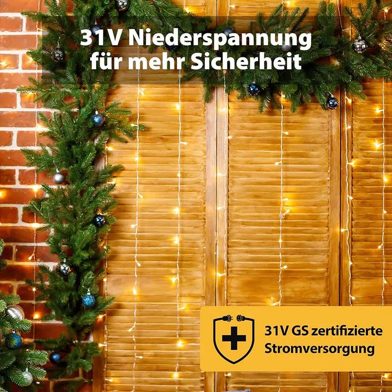 Salcar 2x2m/2x3m/6x3m LED Lichtervorhang, 160/240/600 LEDs, 31V GS-zertifizierte Stromversorgung Sekey