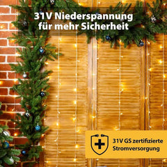 Salcar 2x2m/2x3m/6x3m LED Lichtervorhang, 160/240/600 LEDs, 31V GS-zertifizierte Stromversorgung Sekey