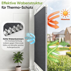 Salcar Wabenplissee Anthrazit ohne Bohren – Verdunkelungsplissee Thermo Doppelplissee Klemmfix für Fenster & Türen, Up & Down Plissee mit Hitze- und Schallschutz