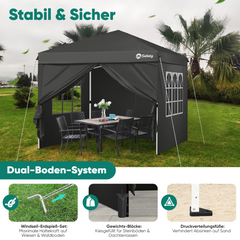 Sekey 3x3 m Faltpavillon mit 4 Seitenteilen