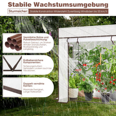 Sekey Tomatengewächshaus Tamara XL Folien-Gewächszelt mit aufrollbarer Tür, stabiler Rahmen 200 x 77 x 146/170 cm Sekey