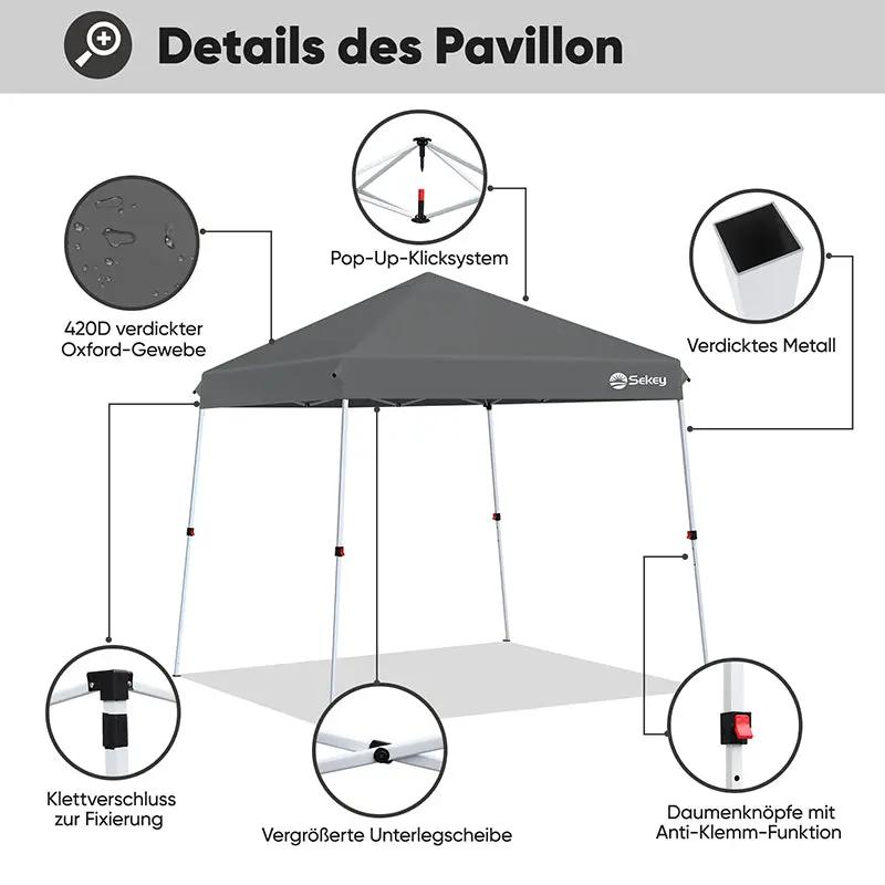 Sekey  300 x 300 cm Faltpavillon Mit Belüftetes Dach Sekey