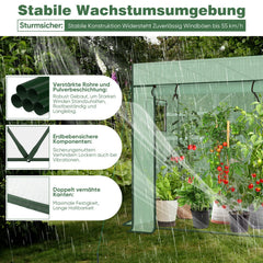 Sekey Tomatengewächshaus 200 x 170 x 77 cm Begehbares Folien-Gewächshaus für Balkon & Garten, stabil, winterfest & UV-beständig, Grün Sekey