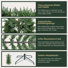 Salcar Künstlicher Weihnachtsbaum 180 cm Slim – Schmaler Tannenbaum in Pencil-Form, realistische Nadeln aus PE & PVC, platzsparend & langlebig