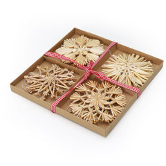 Salcar 12-teiliges Weihnachtsbaumschmuck aus Stroh – Handgemachte Strohsterne Set, natürliche Christbaum Anhänger für nachhaltige Weihnachtsdekoration im skandinavischen Stil