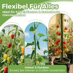 Sekey Tomaten Rankhilfe – Pflanzenstütze aus kunststoffbeschichtetem Stahl, rostfrei, Rankstab für Tomaten, Gurken, Bohnen & Blumen, verschiedene Größen 60cm / 75cm / 90cm / 120cm / 145cm Rankstäbe, Grün