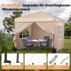 Sekey Premium Pop-Up Pavillon 3×3 m – Wasserdicht & Stabil, Faltpavillon mit Seitenwänden, Höhenverstellbar 250–270 cm