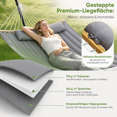 Sekey Hängemattengestell mit Doppelhängematte – Hängematte mit Gestell für 2 Personen, mit Kissen, bis 200 kg belastbar, für Garten, Balkon & Outdoor