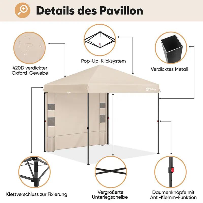 Sekey 300 x 300 cm Faltpavillon mit 1 Seitenteilen Sekey