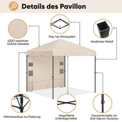 Sekey 300 x 300 cm Faltpavillon mit 1 Seitenteilen Sekey