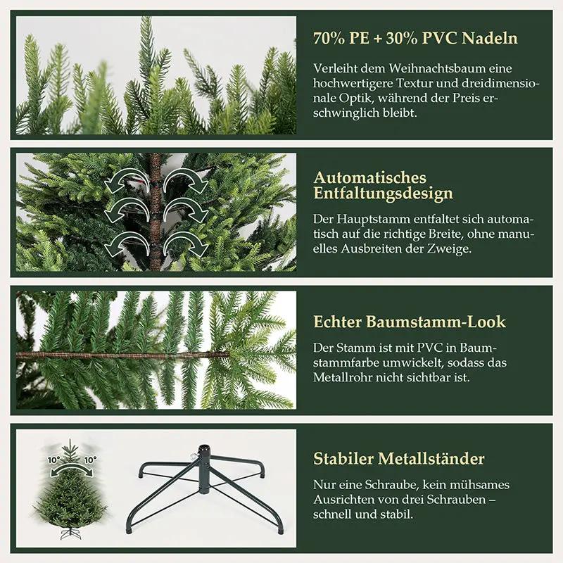 Salcar 180/210cm Künstlicher Weihnachtsbaum, 2525/3557 Zweige, 74 % PE Salcar