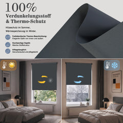 Salcar Thermorollo ohne Bohren Klemmfix Anthrazit – Verdunkelungsrollo für Fenster & Tür mit Thermobeschichtung, Sonnenschutz, Hitzeschutz & Sichtschutz