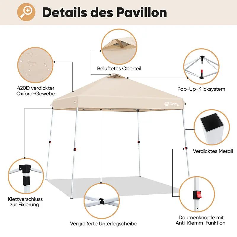 Sekey  300 x 300 cm Faltpavillon Mit Belüftetes Dach Sekey
