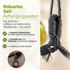 Sekey Hängesessel mit 2 Kissen & Seitentasche – Boho Hängestuhl für Balkon, Garten & Indoor – Anthrazit