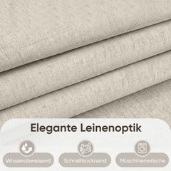 Sekey Duschvorhang, Beige, Wasserabweisender Badvorhang in Leinenoptik, 100 % Polyester, mit Beschwerungsband & 8 Duschvorhangringen, Waschbar bei 30 °C