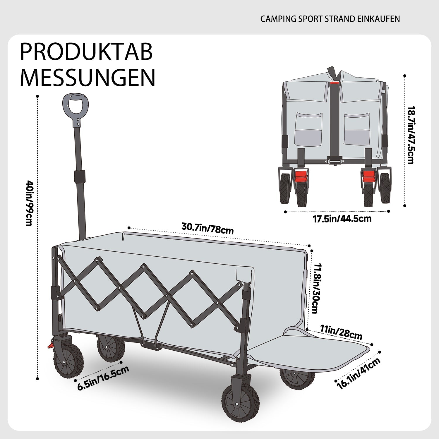 Sunula Faltbarer Bollerwagen 3025 mit Verlängerter Ladefläche, 150 kg Tragkraft, Extra Lang, Mit Bremse, Getränkehaltern & Geländereifen – Für Strand, Camping, Garten, Einkauf Sunula