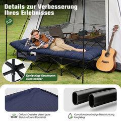 Sekey Feldbett Klappbar 190 × 71 × 35 cm – Campingbett mit 7 cm Matratze, Campingliege & Angelliege bis 200 kg, Faltbares Gästebett aus 1200D Oxford-Gewebe für Camping, Garten & Outdoor, Dunkelblau