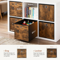 Sekey Aufbewahrungsboxen 6er Set in Holzoptik | Stoffboxen 30 × 30 × 30 cm natürliches Design & stabile Struktur